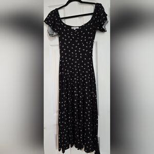 Velvet Torch Black Floral Midi Dress